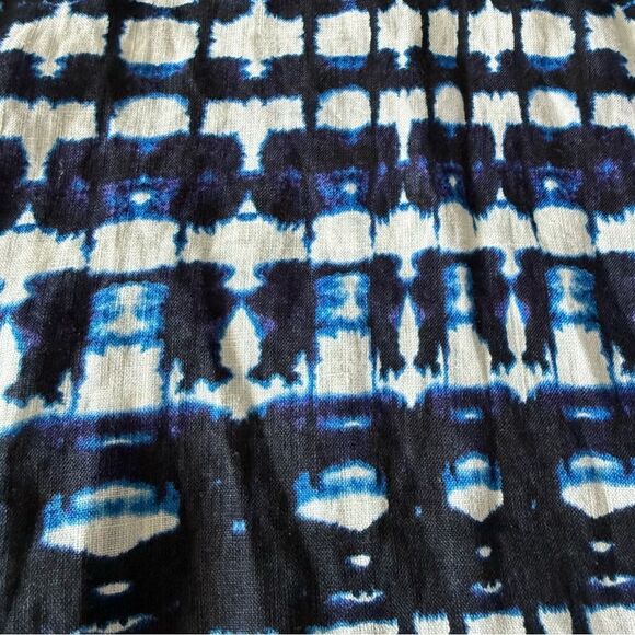 Cynthia Rowley 100% Linen Resortwear Navy and White Tie-Dye Shift Dress Size 6 - Picture 7 of 7